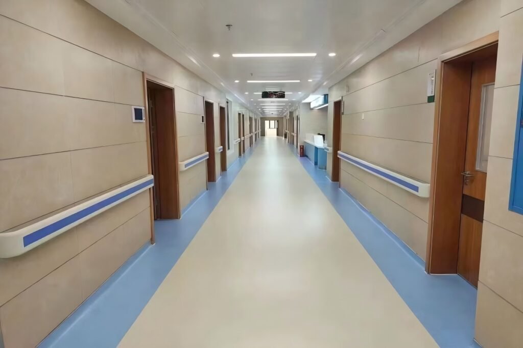 homogeneous pvc flooring hospital corridor