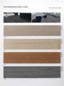 Heterogeneous vinyl flooring wood series in multiple wood look colors