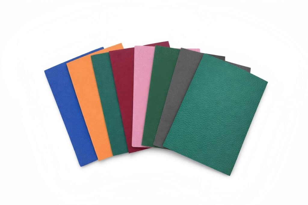 PVC sports flooring color swatches in multiple solid colors