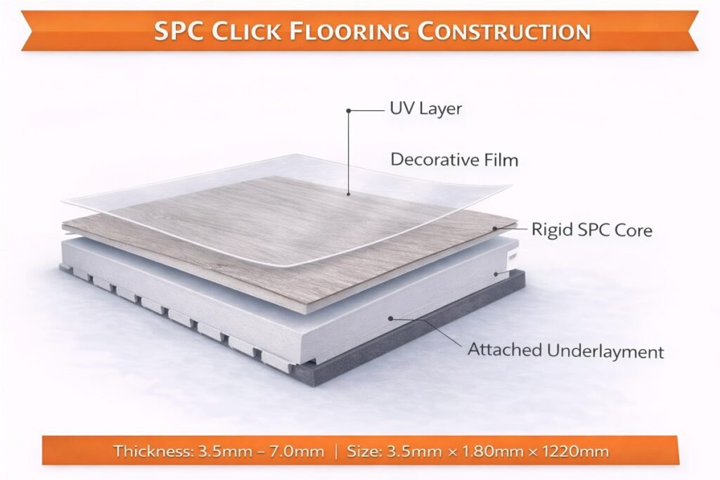 SPC click flooring construction structure diagram