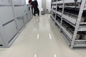 Anti-static ESD PVC flooring installed in an electrical control room project