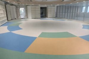 Multi-layer commercial PVC flooring installed in a public space project