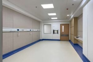 Homogeneous vinyl flooring installed in a medical room project