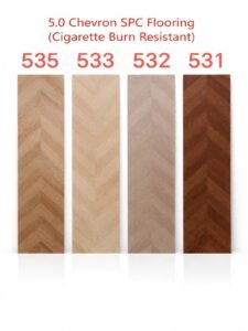 SPC click flooring chevron series with cigarette burn resistant surface