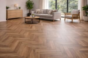 Kanglai SPC herringbone flooring in living room
